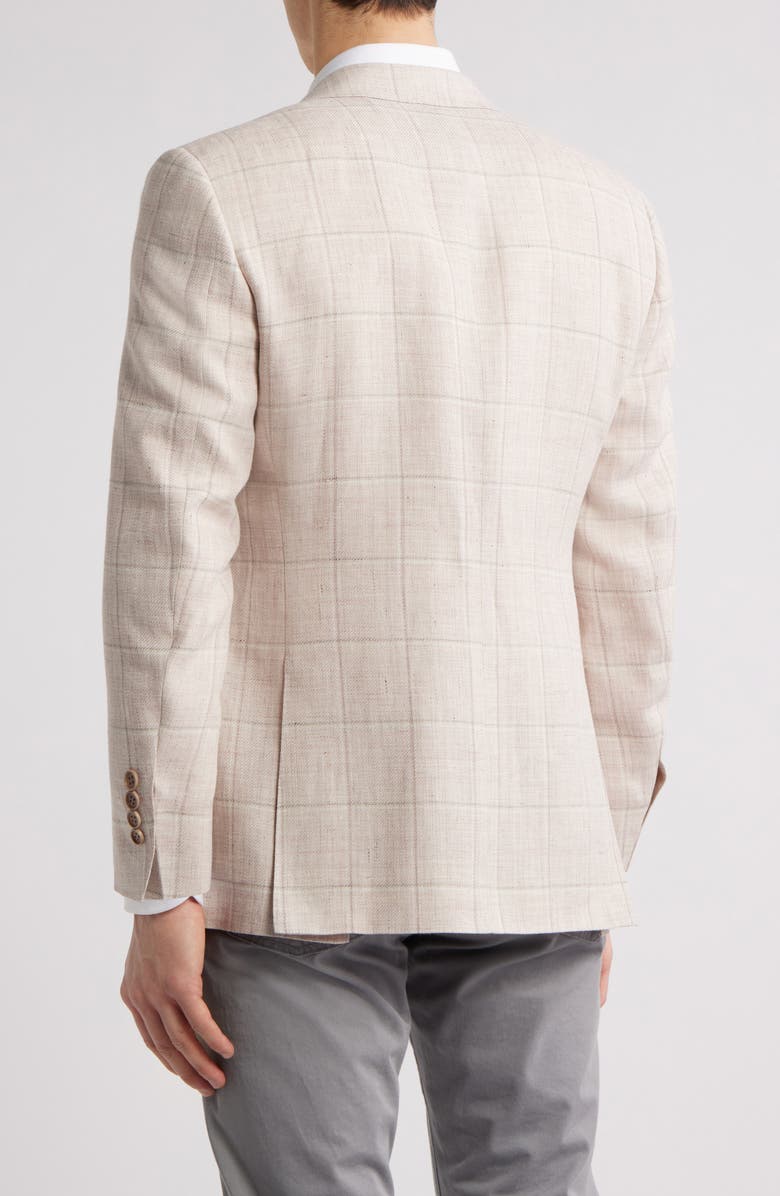 Canali Siena Regular Fit Windowpane Check Linen & Wool Twill Sport Coat, Alternate, color, Pink