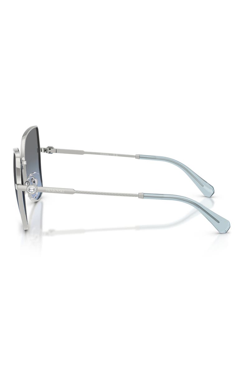 58mm Butterfly Sunglasses, Alternate, color, SILVER / BLUE GRADIENT GREY