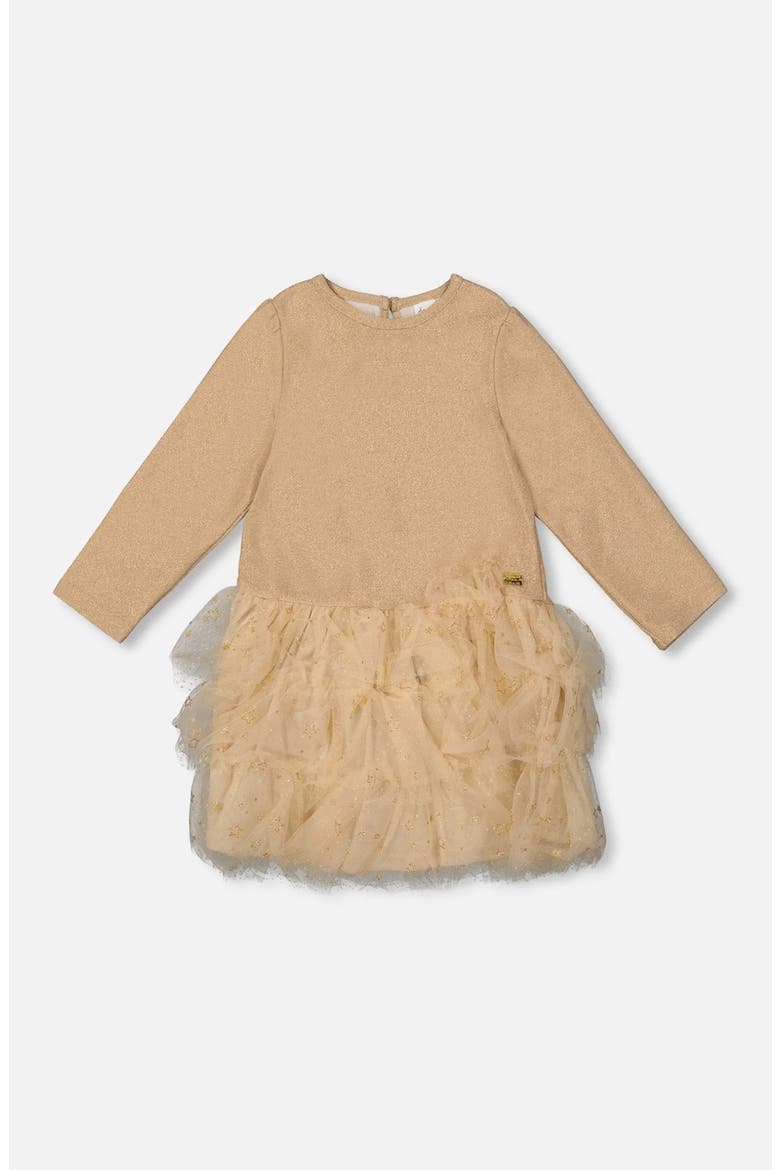 Glittering Mesh Skirt Party Dress, Main, color, Beige