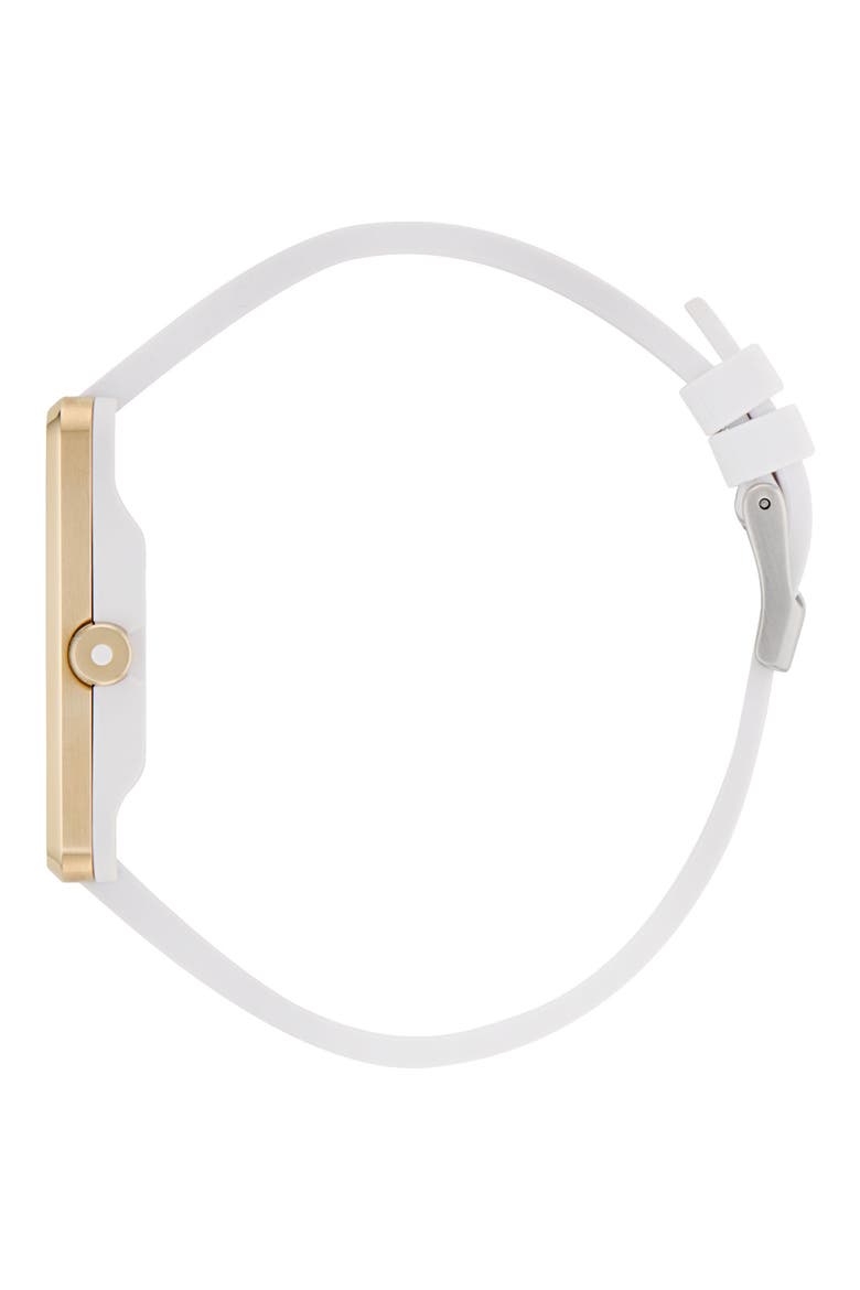 Rectangular Dial Silicone Strap Watch, 31mm, Alternate, color, WHITE