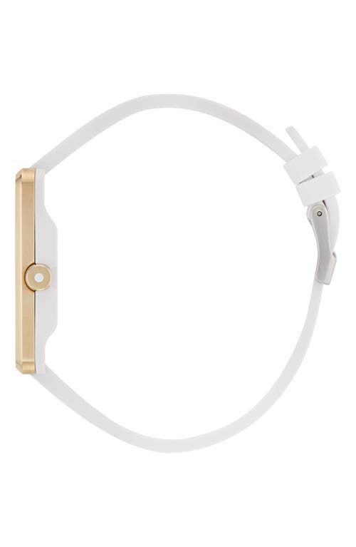 Adidas Originals Adidas Rectangular Dial Silicone Strap Watch, 31mm In White