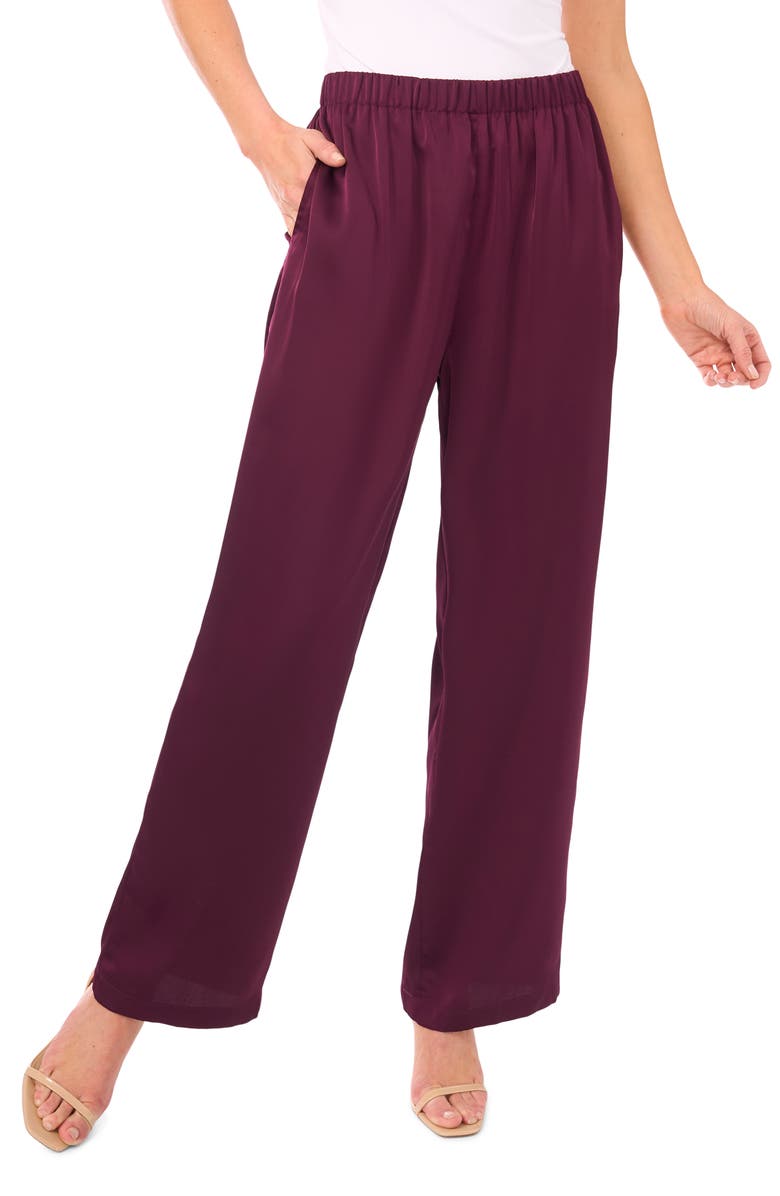 CeCe Straight Leg Elastic Waist Pants, Main, color, Potent Purple