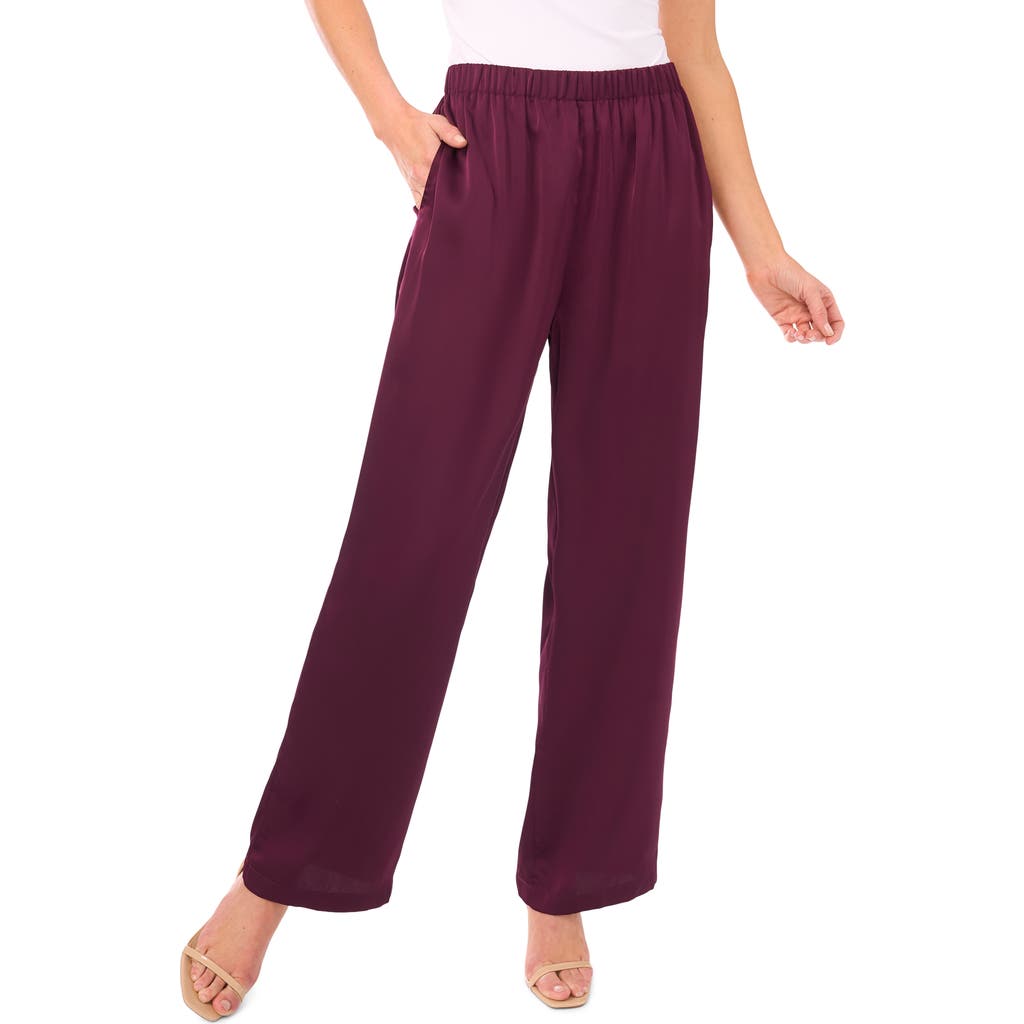 Cece Straight Leg Elastic Waist Pants In Purple