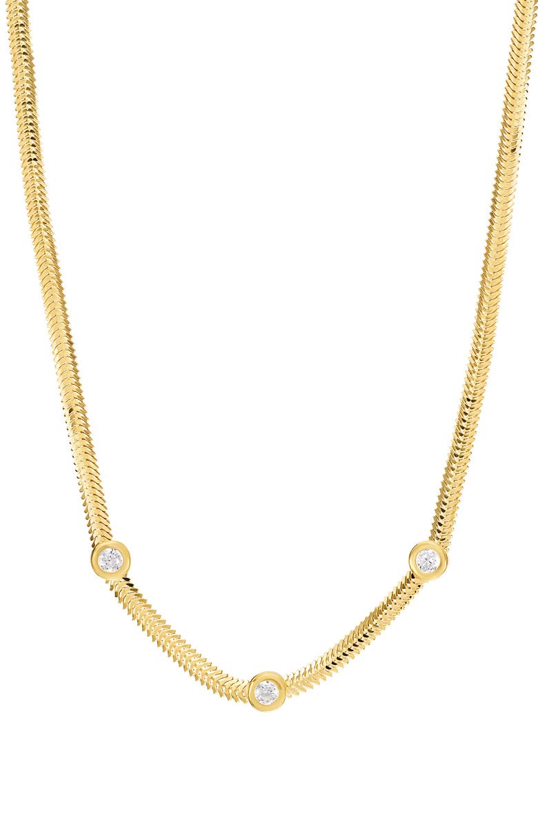 ATHRA LUXE Station Herringbone Chain Necklace, Main, color, Gold