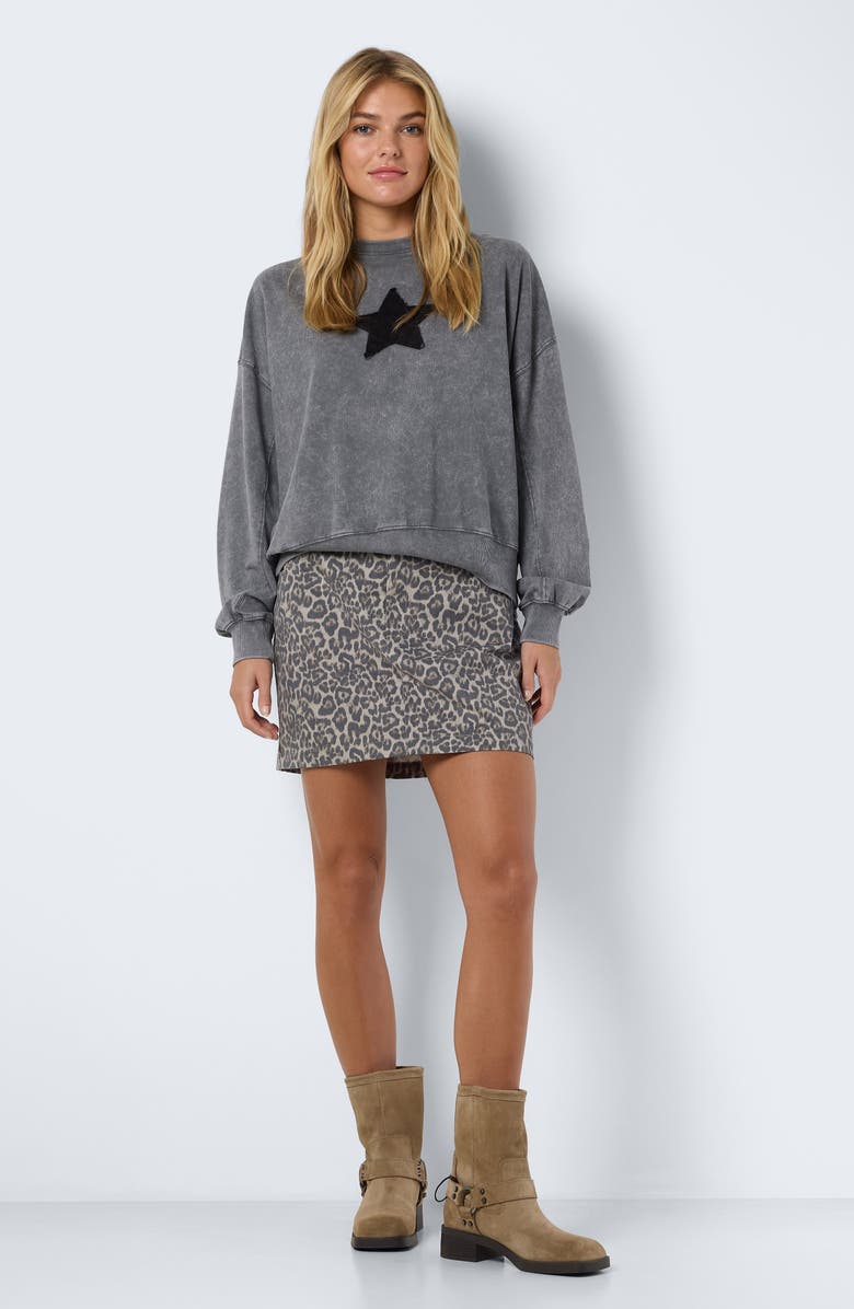 Noisy may Jill Leopard Print Miniskirt, Alternate, color, Mocha Bisque Aop:leo