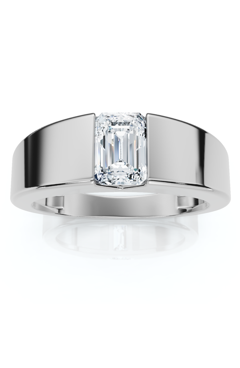 Bliss Diamond Men's 1Ct Emerald Cut Diamond Wedding Anniversary Ring 14k Gold or Platinum, Main, color, 14K White Gold