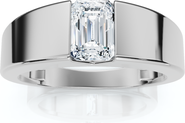Bliss Diamond Men's 1Ct Emerald Cut Diamond Wedding Anniversary Ring 14k Gold or Platinum