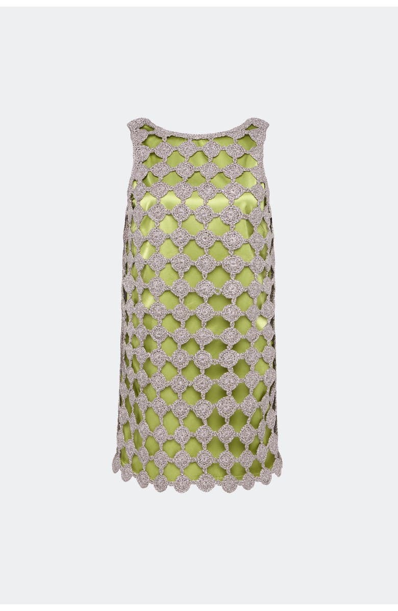 SIMONMILLER Sina Crochet Mini Dress, Alternate, color, Moss/Satellite Silver