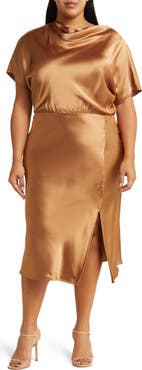 Renee C Satin Off the Shoulder Dress