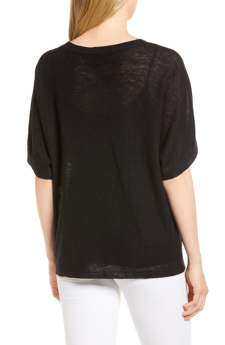 Eileen Fisher V-Neck Organic Linen Top, Alternate, color, 