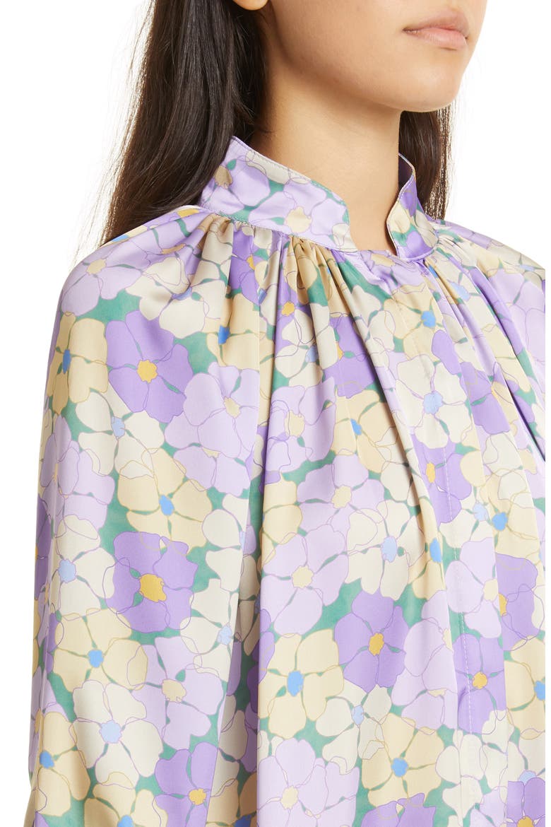 Floral Gathered Blouse, Alternate, color, LAVENDER FLORAL