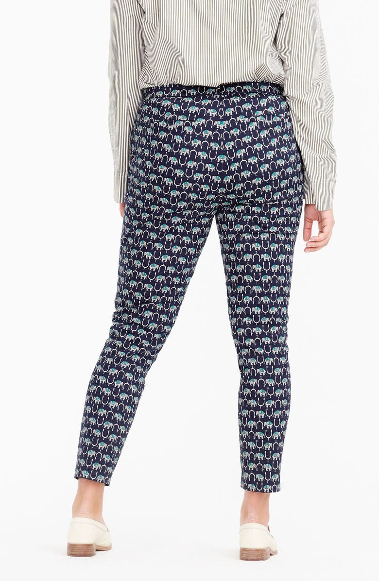 J.Crew Martie Elephant Print Slim Crop Pants, Alternate, color,