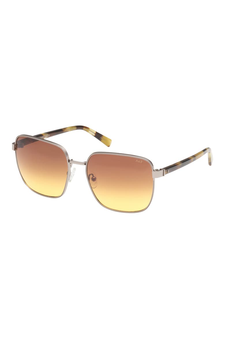 58mm Gradient Square Sunglasses, Alternate, color, SHINY LIGHT NICKELTIN / BROWN