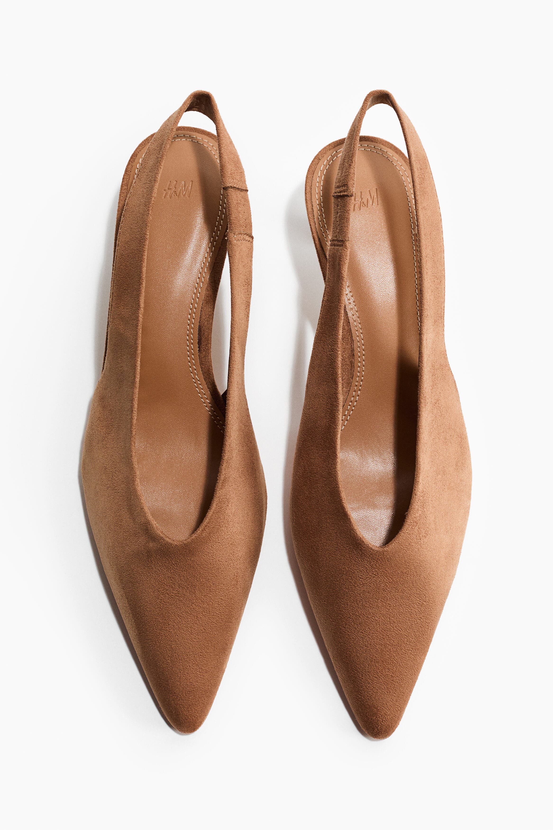 H&M Kitten-heeled Slingbacks, Main, color, Dark Beige
