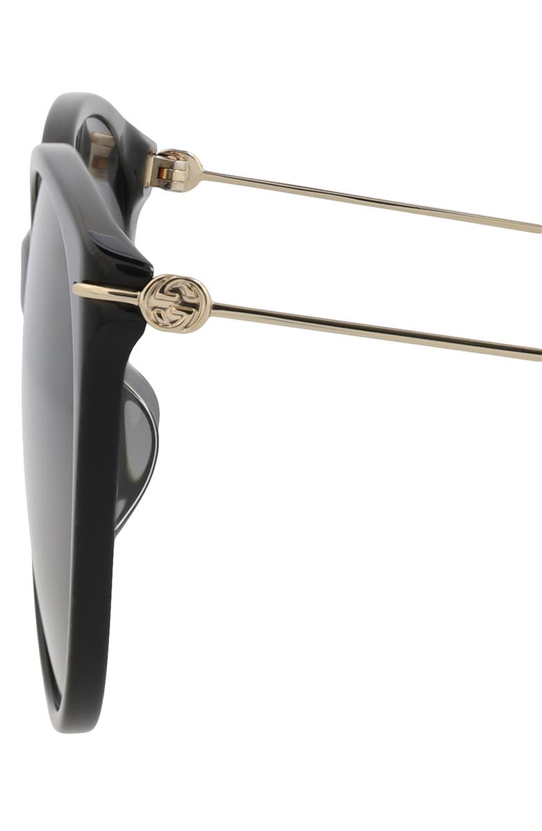 Gucci 58mm Oversize Round Sunglasses, Alternate, color, Black/ Gold/ Grey
