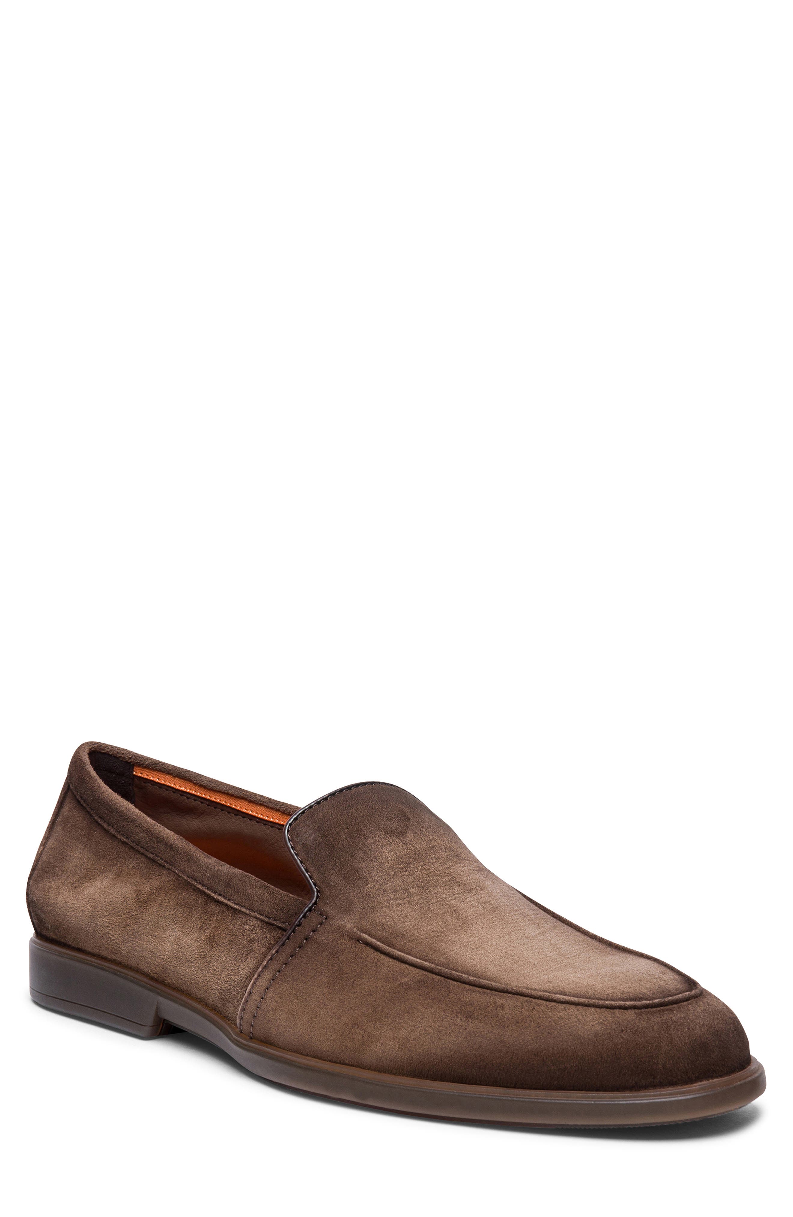 Santoni Suede Apron Toe Loafer, Main, color, 