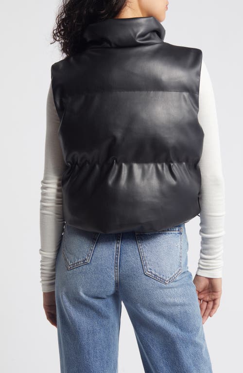 Thread & Supply Faux Leather Crop Puffer Vest In Black