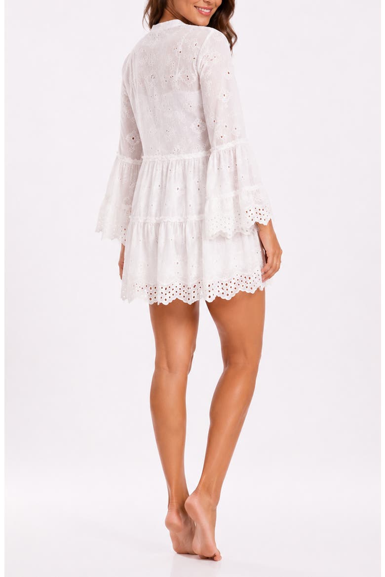 Long Sleeve Cotton Eyelet Dress, Alternate, color, WHITE