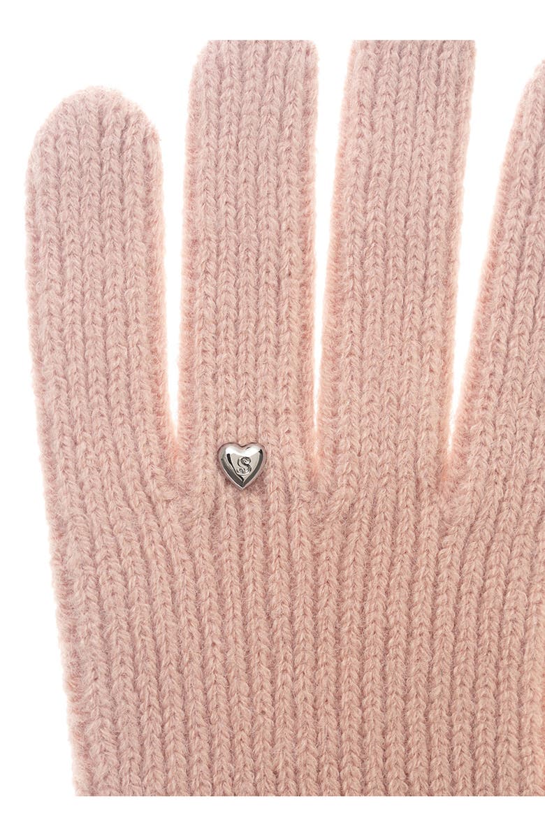 Stand Oil Heart Stud Knit Gloves, Alternate, color, Pink