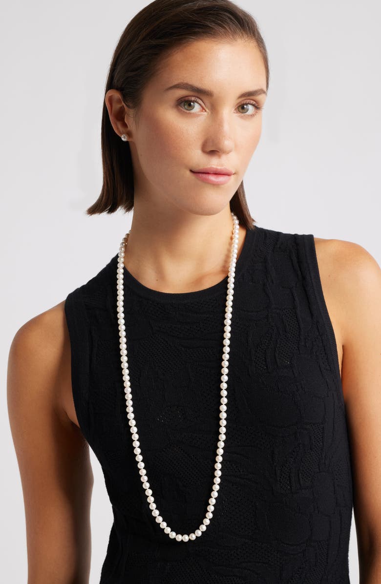 Nordstrom Freshwater Pearl Necklace, Alternate, color, White- 14K White Gold