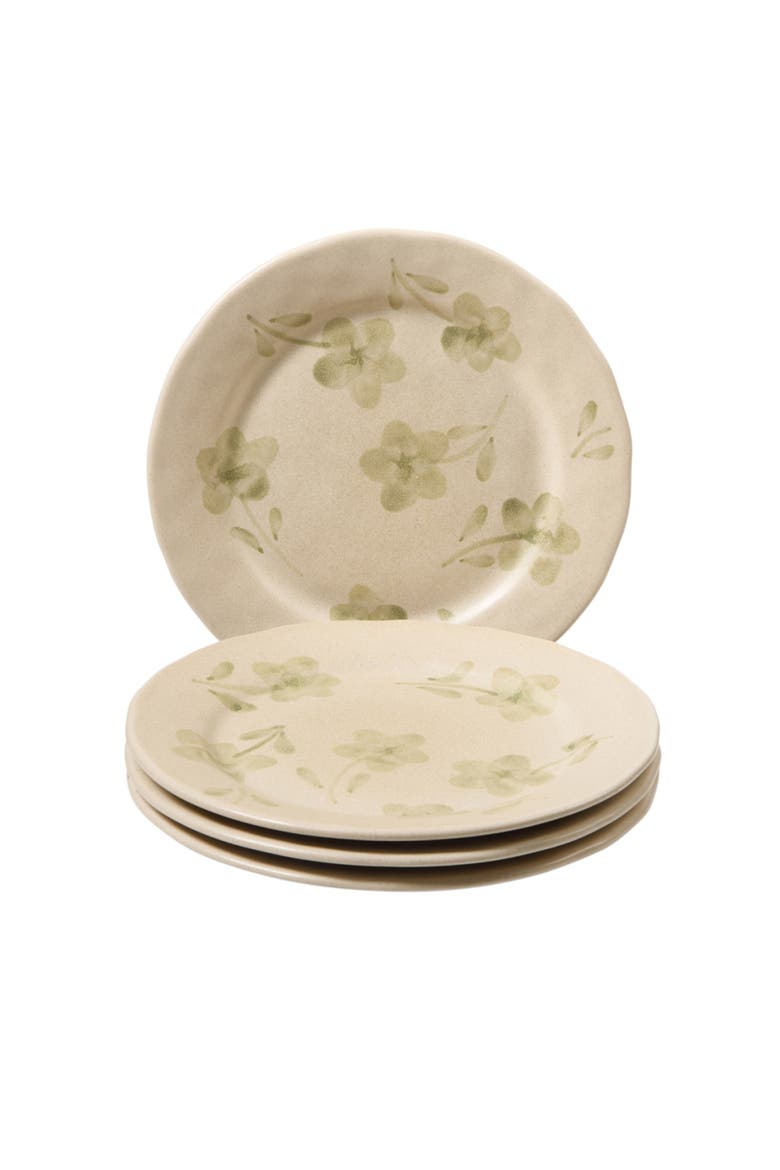 Porto Petals 8.6 Inch Salad Plates Set of 4, Main, color, Green Orchid