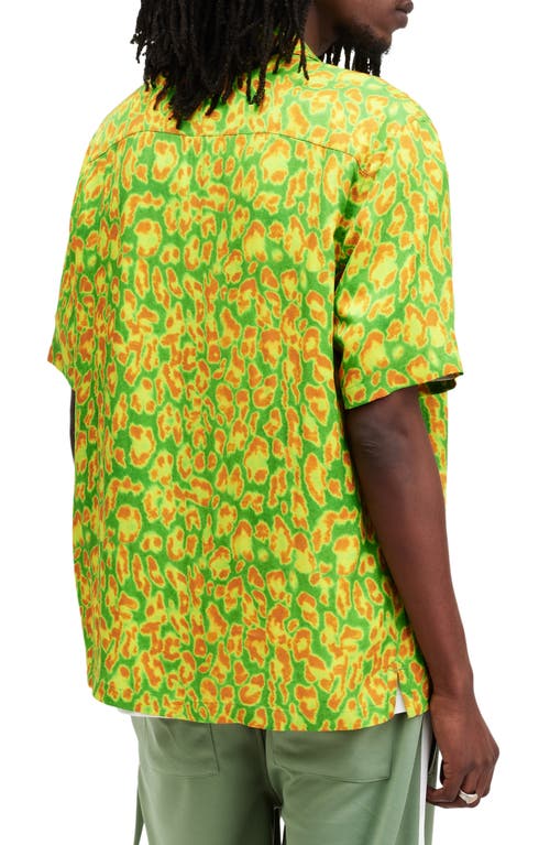 Allsaints Leopaz Animal Print Relaxed Fit Shirt In Lizard Green