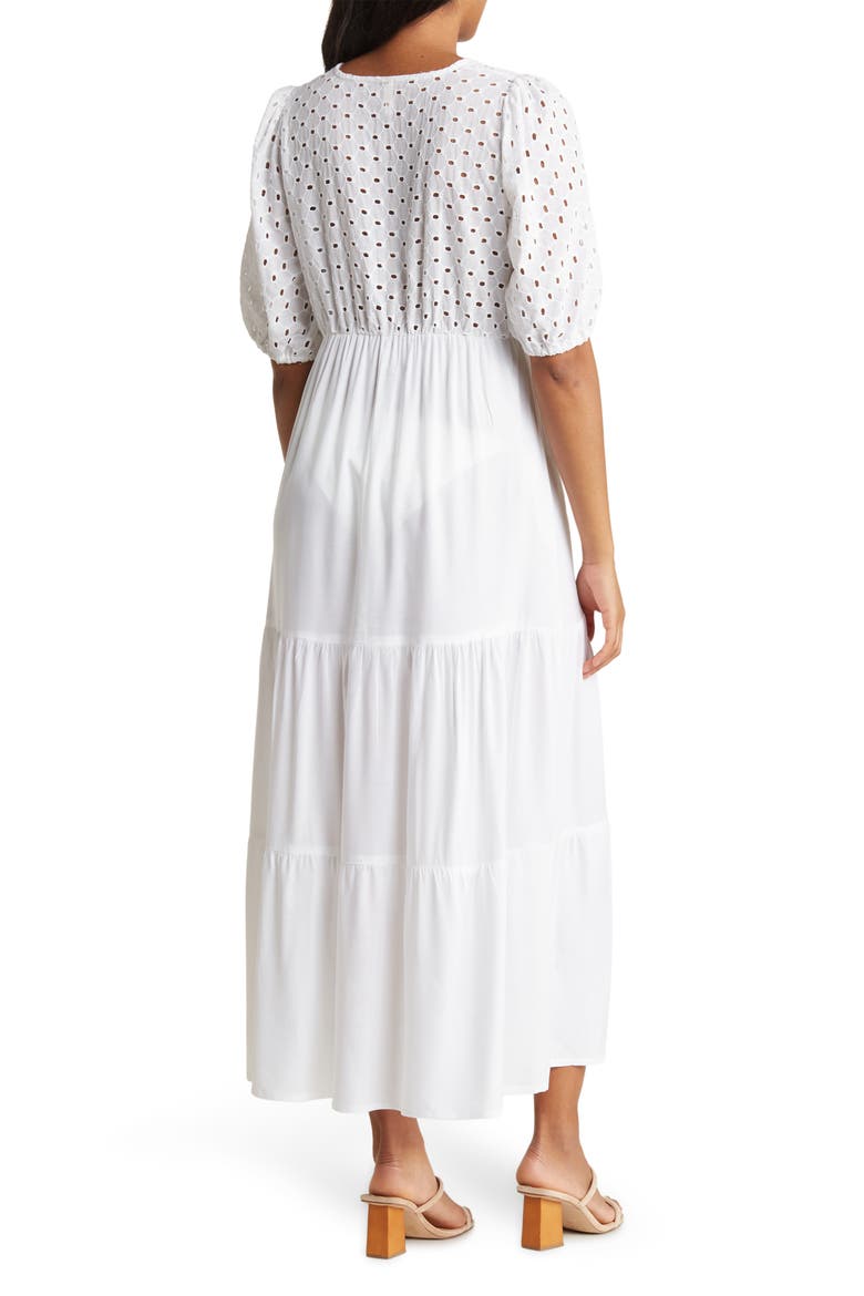Tiered Short Sleeve Maxi Dress, Alternate, color, WHITE