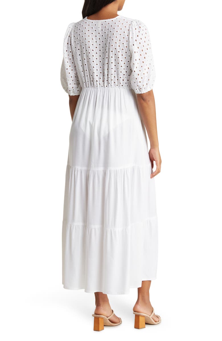 BOHO ME Tiered Short Sleeve Maxi Dress, Alternate, color, White