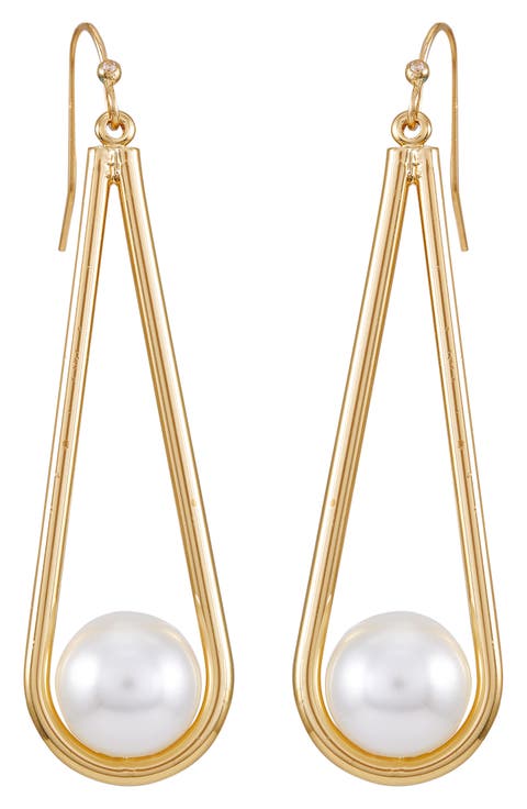 Faux Pearl Drop Earrings