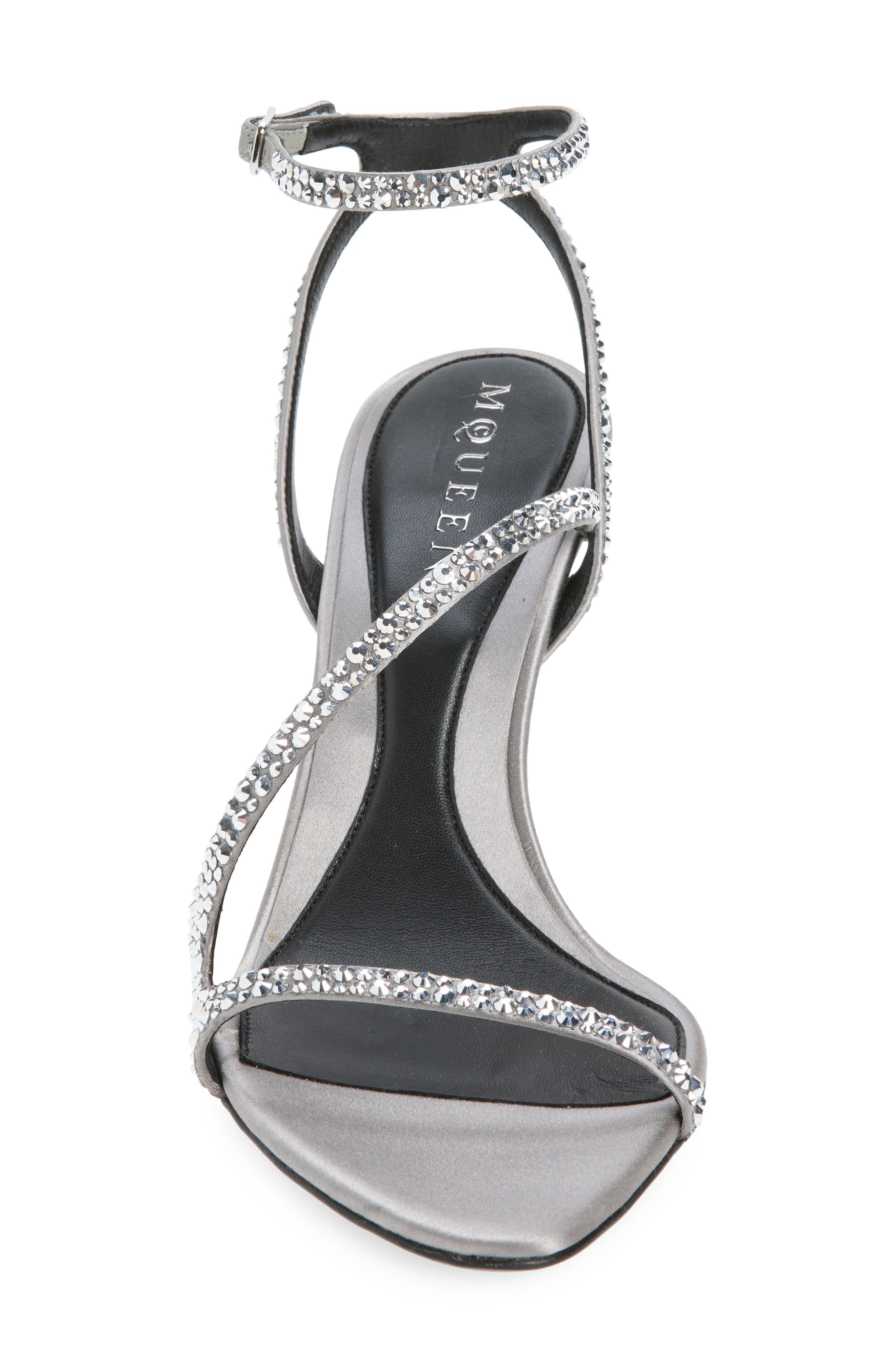 Crystal Embellished Ankle Strap Sandal, Alternate, color, BITUMEN
