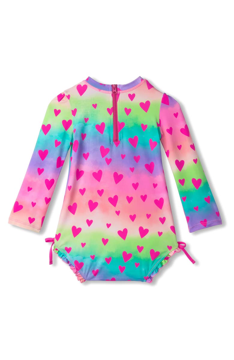 Hatley Kaleidoscope Hearts Long Sleeve Rashguard Swimsuit, Alternate, color, 