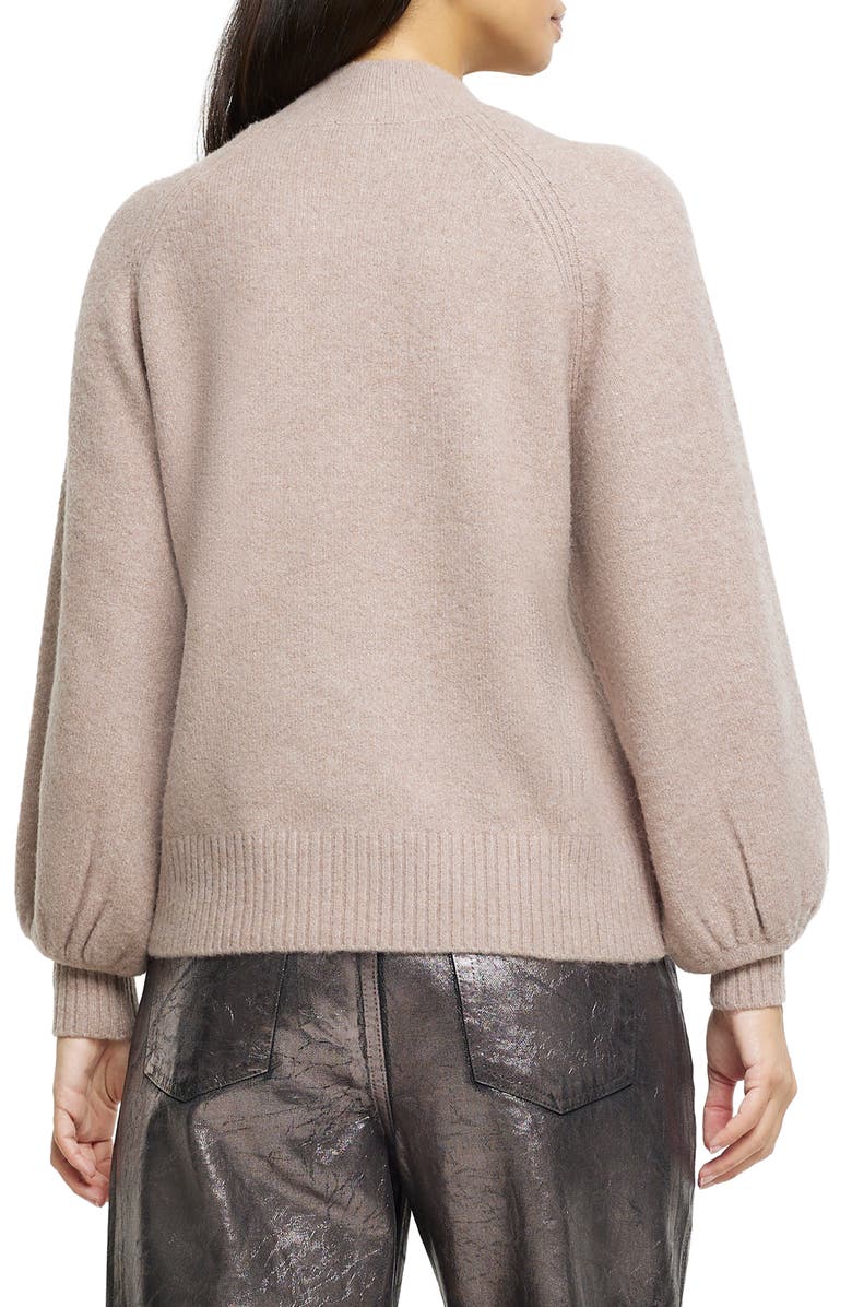 River Island Diamanté Fringe Mock Neck Sweater, Alternate, color, 