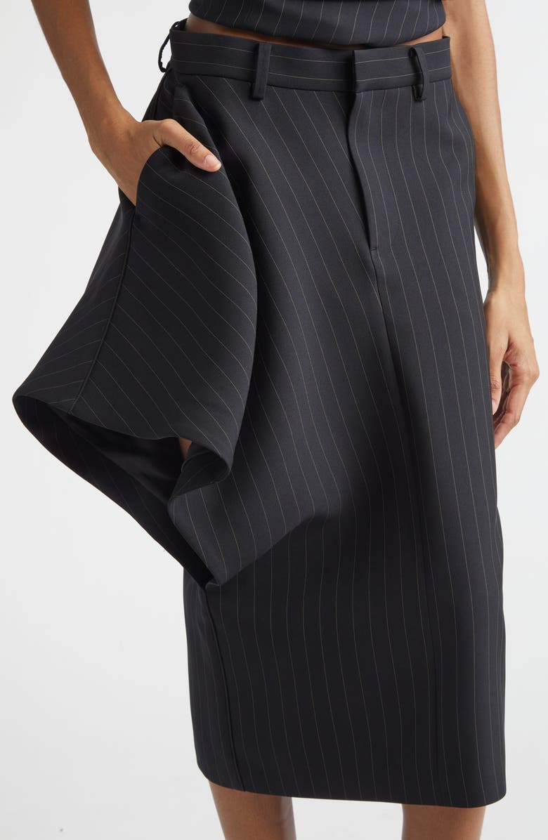 Sacai Pinstripe Twill Skirt, Alternate, color, Black Stripe