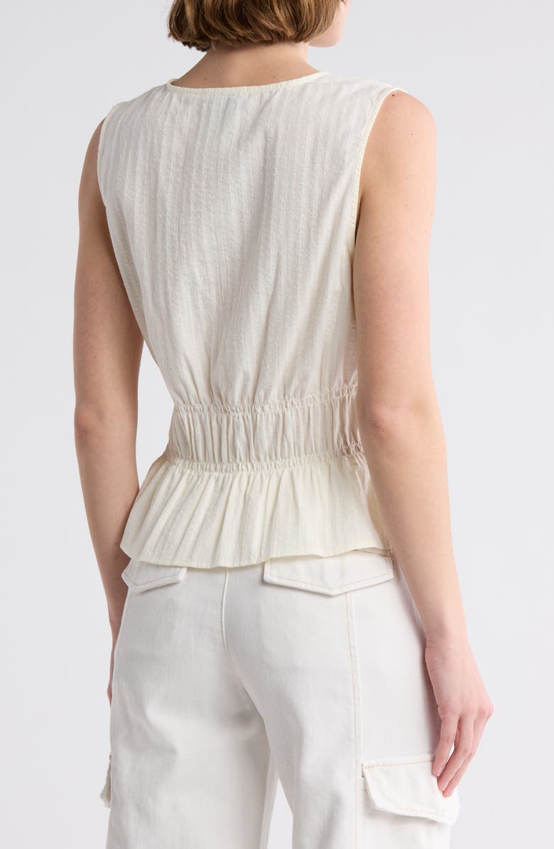 Sanctuary Shirred Cotton Dobby Button-Up Top, Alternate, color, 