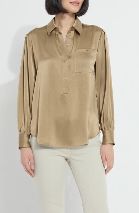 Mabel Hammered Satin Popover Shirt