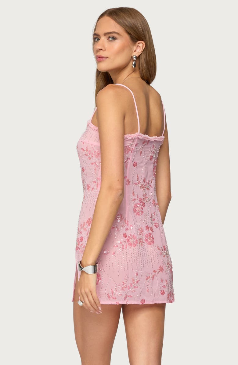 EDIKTED Romey Beaded Chiffon Minidress, Alternate, color, Pink