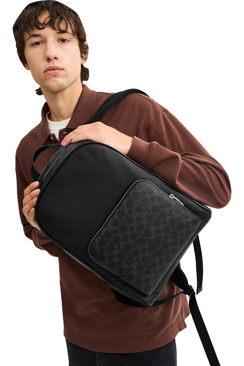 coach backpack crossbody Outlet Sprint In Signature Jacquard cell phone Women's Backpacks | Coach