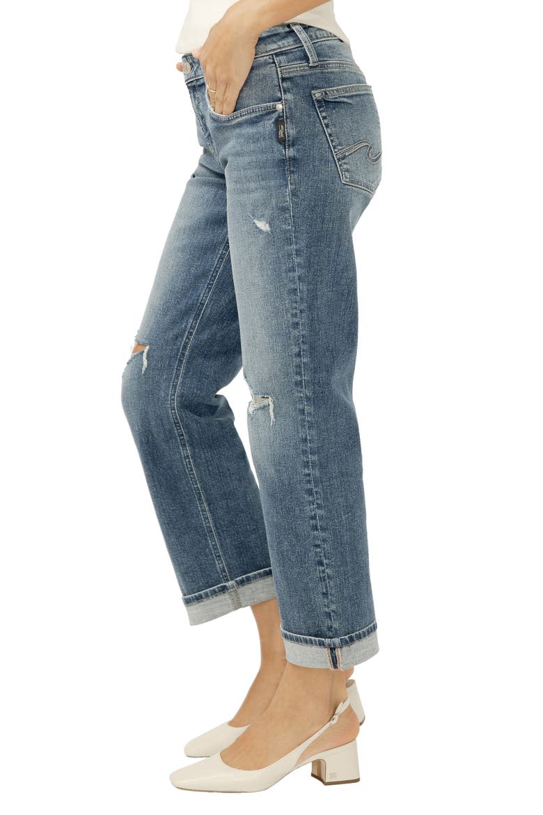 Chelsea Ripped Boyfriend Ankle Straight Leg Jeans, Alternate, color, MALABAR