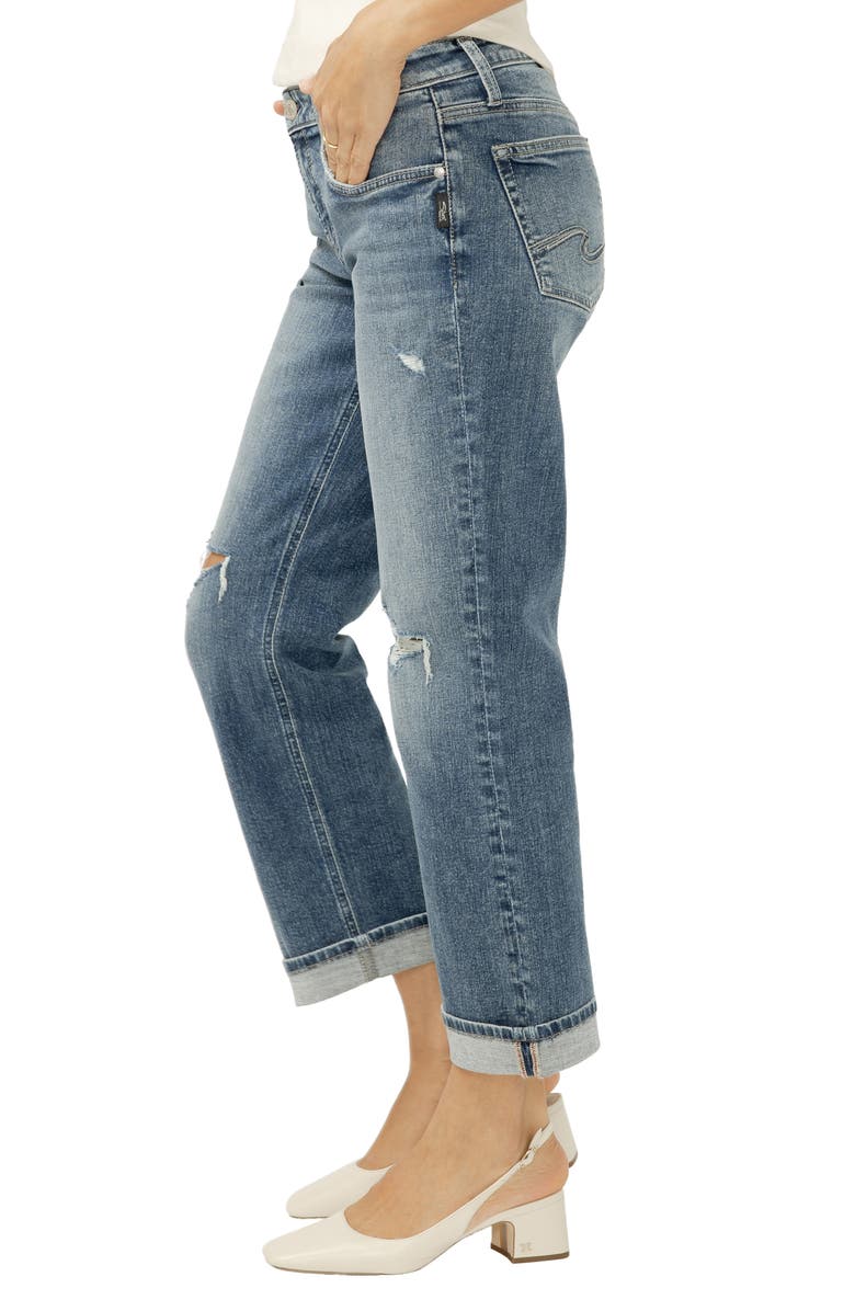 Silver Jeans Co. Chelsea Ripped Boyfriend Ankle Straight Leg Jeans, Alternate, color, Malabar