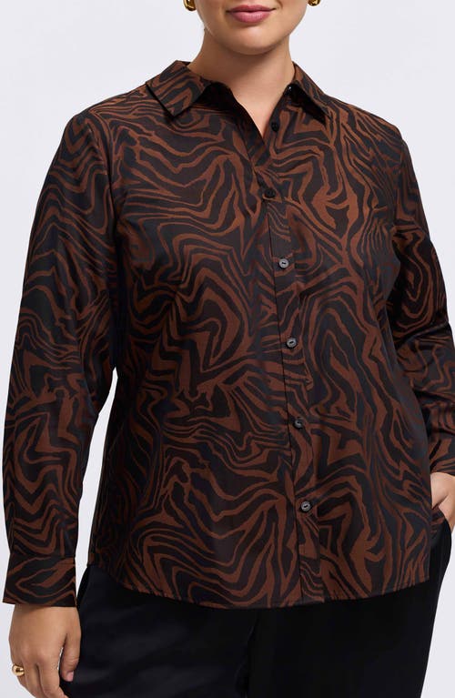 Foxcroft Hampton Print Button-up Shirt In Brown