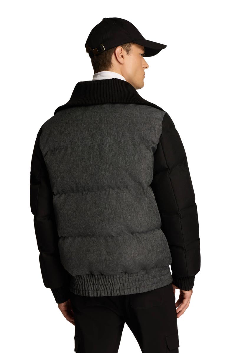 Alpenhaus Sebonack Quilted Denim-Look Bomber Jacket with Fold-Over Ribbed Collar, Alternate, color, 