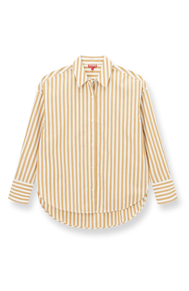 STAUD Colton Stripe Oversize Shirt, Alternate, color, Khaki Stripe