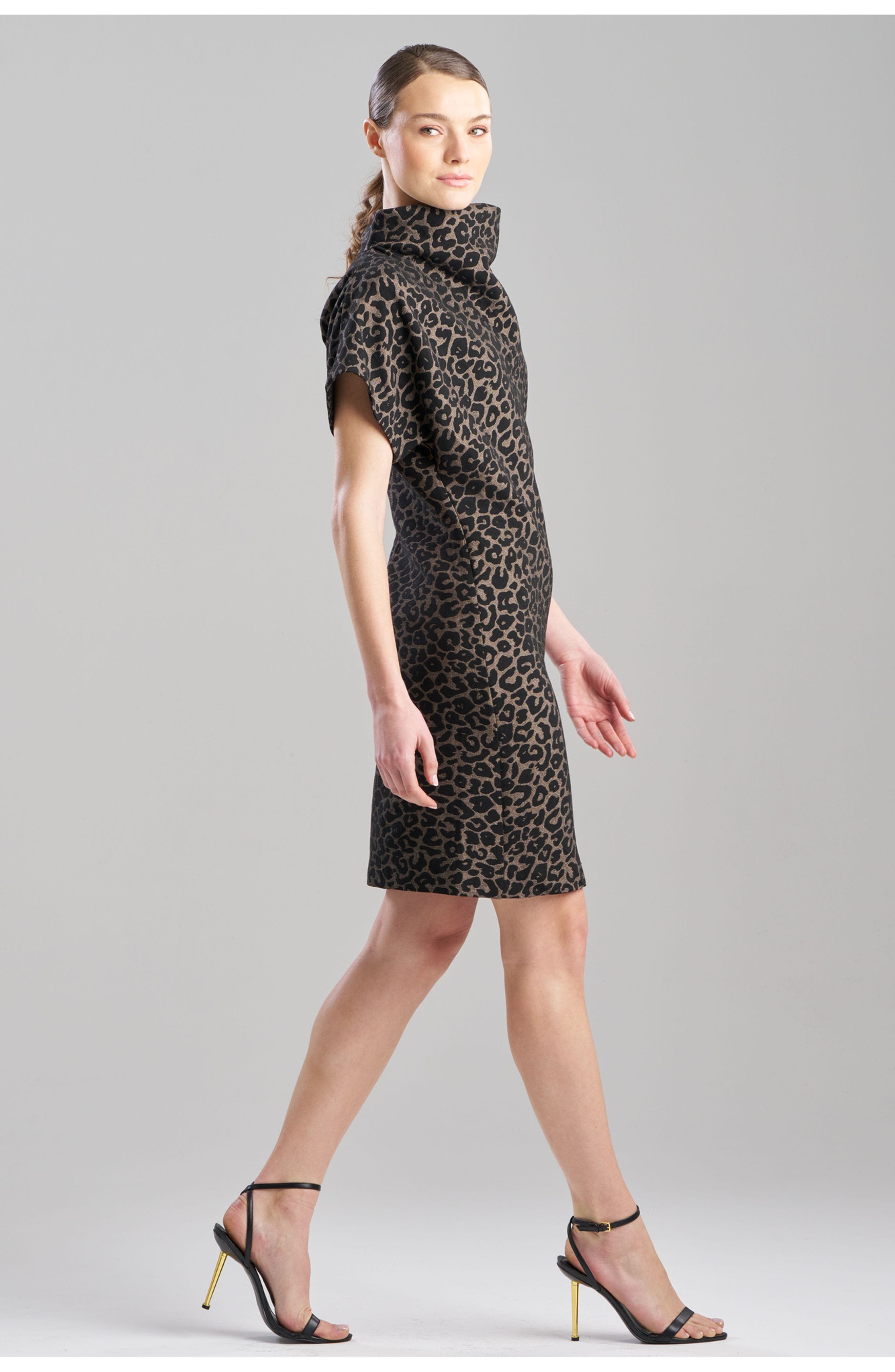 N Natori Leopard Jqd Funnel Neck Dress (Women) | Nordstrom