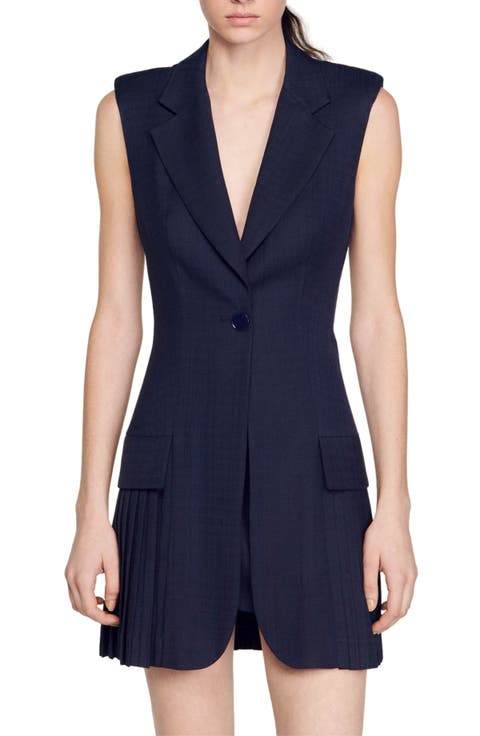 Mini pleated suit dress