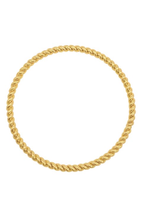 14K Gold Plate Rope Bangle Bracelet