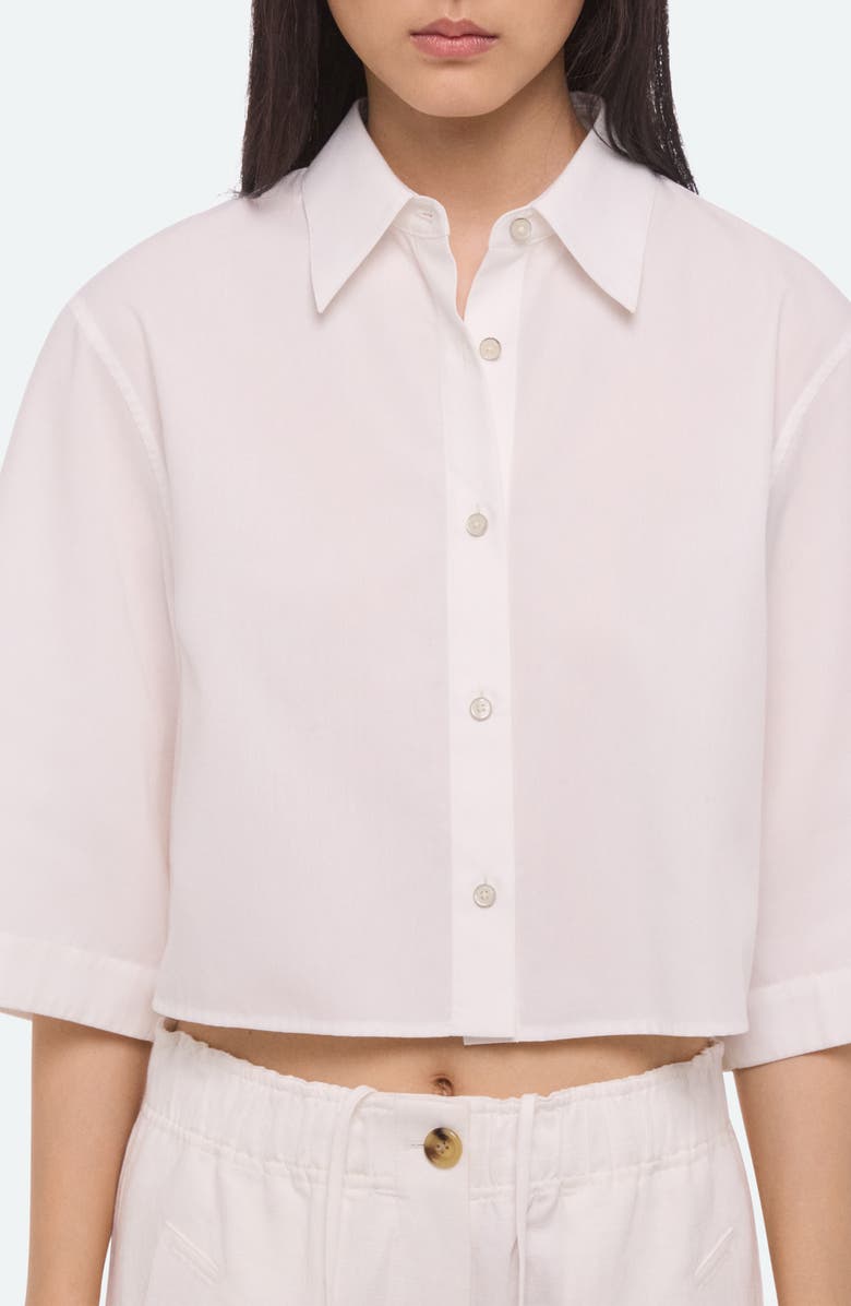 Helmut Lang Button Back Boxy Cotton Cotton Button-Up Shirt, Alternate, color, White