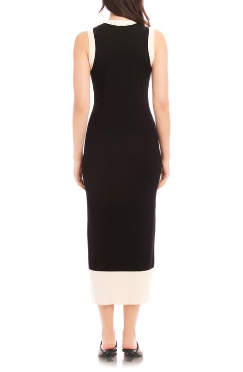 Shop Fifteen Twenty Maves Contrast Trim Sleeveless Midi Sweater Dress In Black/cream