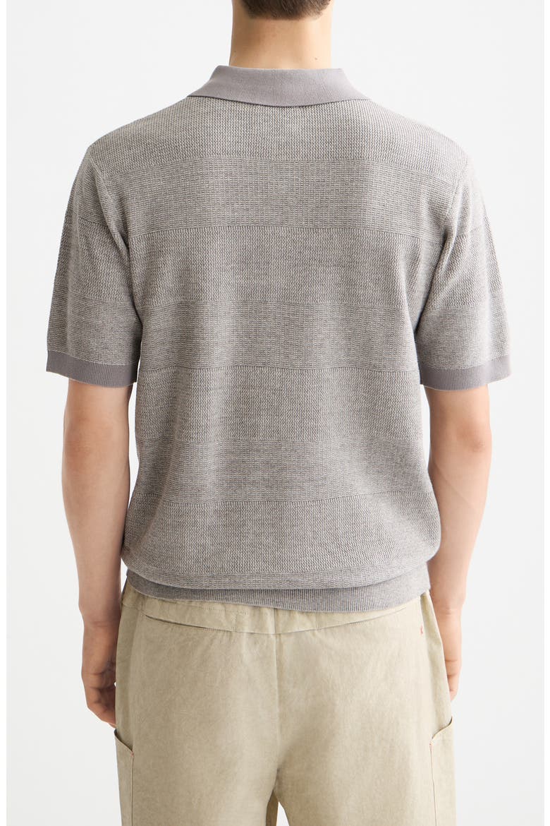 Tonal Stripe Cotton Polo Sweater, Alternate, color, GREY MELANGE