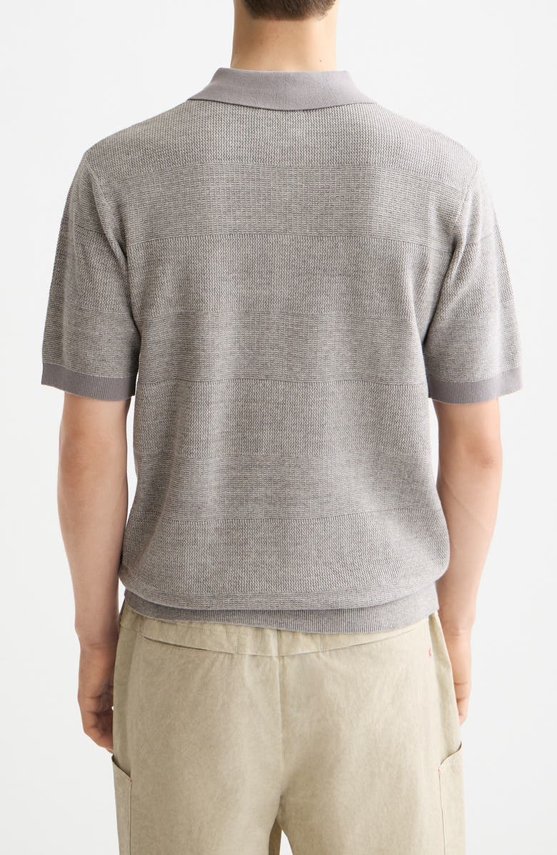 Scotch & Soda Tonal Stripe Cotton Polo Sweater, Alternate, color, Grey Melange