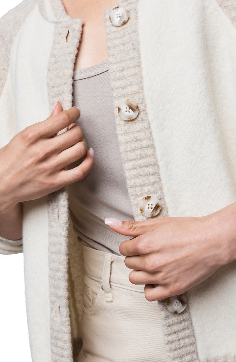 Splendid Rhodes Wool Blend Varsity Shacket, Alternate, color, Ivory Color Block